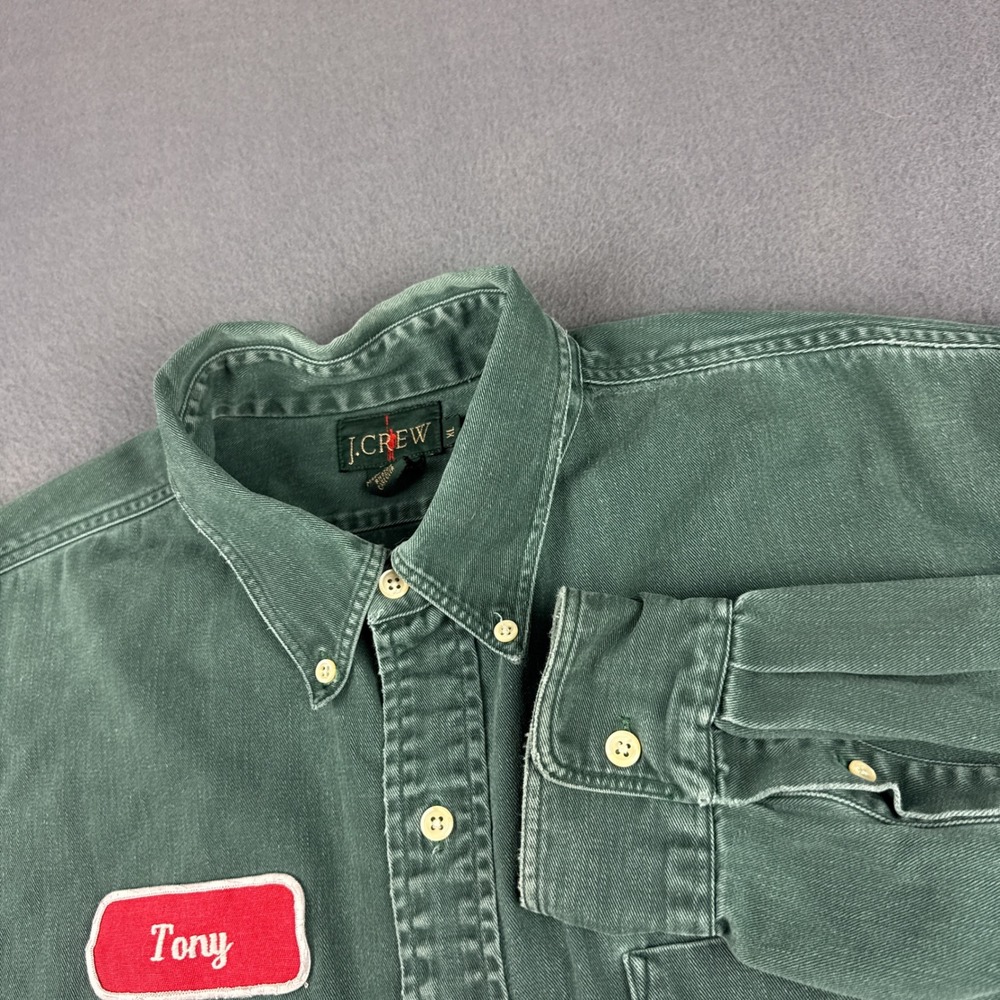 Vintage USA J Crew Denim Shirt Men's XL Green Work Oarsman Tony Antonio True